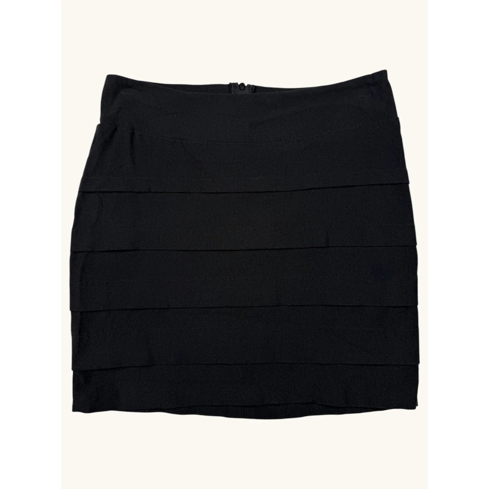 Joyce Leslie Womens Black Tiered Mini Skirt Size Small Layered Bodycon Zip Back